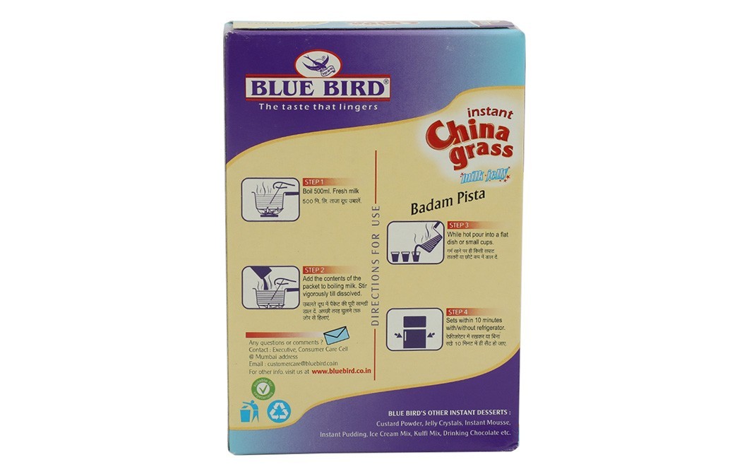 Blue Bird Instant China Grass Milk jelly, Badam Pista   Bottle  100 grams